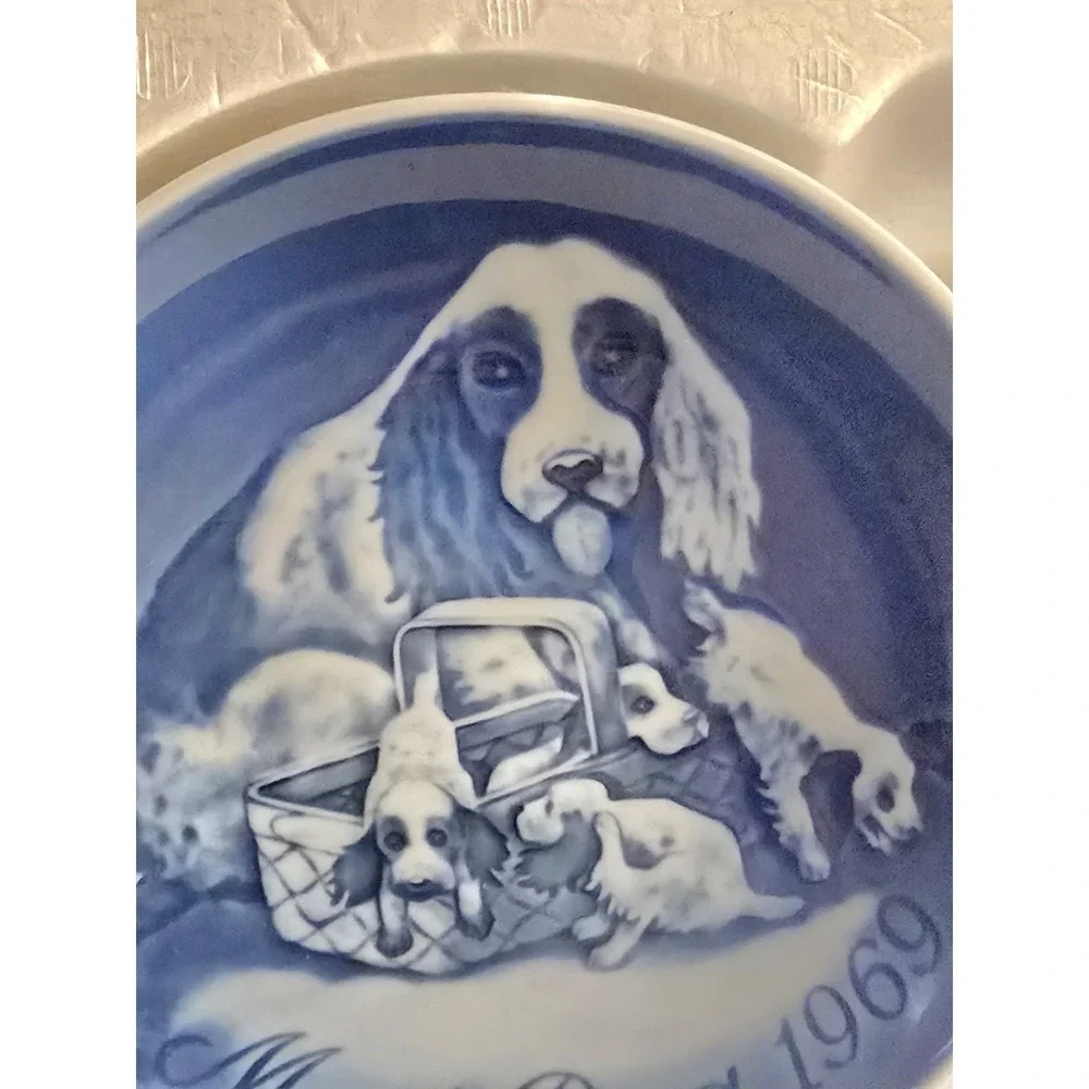 1969 Bing & Grondahl B&G Mors Dag Mother's Day‎ Plate Dog Puppies Denmark